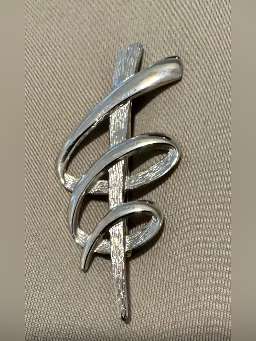 Abstract Silver Spiral Brooch - Sculptural Swirl Pin